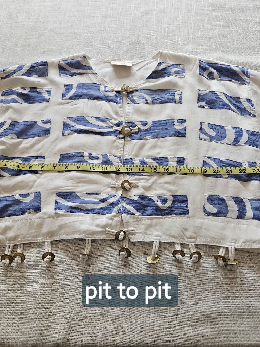 Nativewear Designs Vintage Crop Jacket L Rayon Blue White Avant Garde Boho - Picture 9 of 14